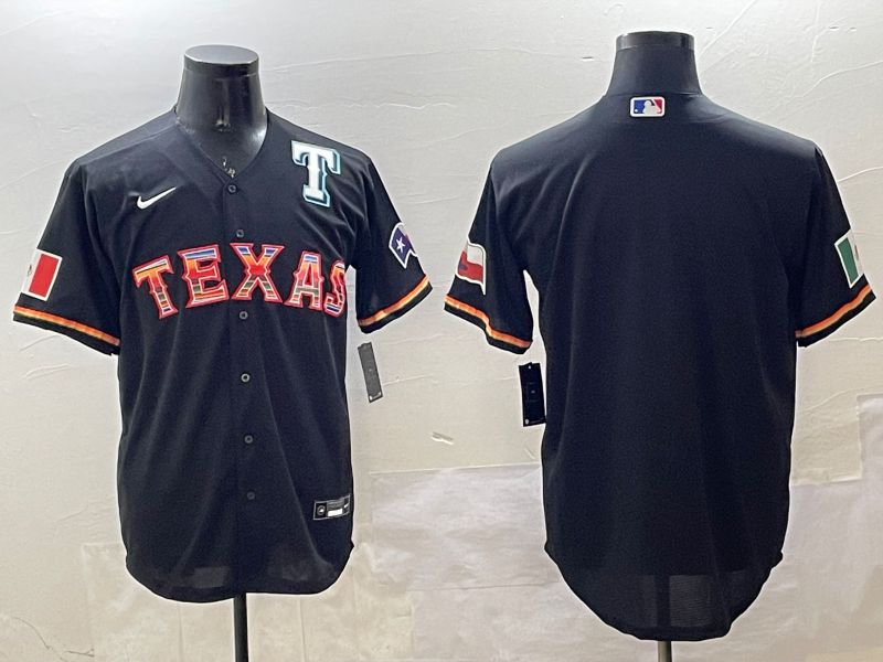 Men Texas Rangers Blank Black Mexico Game 2025 Nike MLB Jersey style 3->texas rangers->MLB Jersey